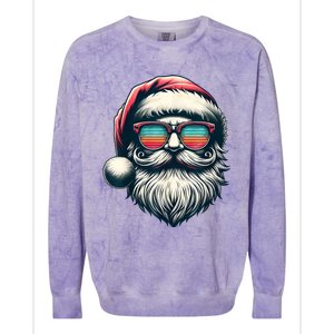 Santa Face Retro Sunglasses Christmas Xmas Women Kids Colorblast Crewneck Sweatshirt