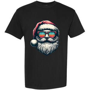 Santa Face Retro Sunglasses Christmas Xmas Women Kids Garment-Dyed Heavyweight T-Shirt