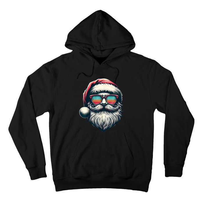 Santa Face Retro Sunglasses Christmas Xmas Women Kids Hoodie