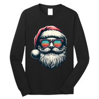 Santa Face Retro Sunglasses Christmas Xmas Women Kids Long Sleeve Shirt