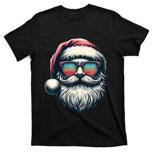 Santa Face Retro Sunglasses Christmas Xmas Women Kids T-Shirt