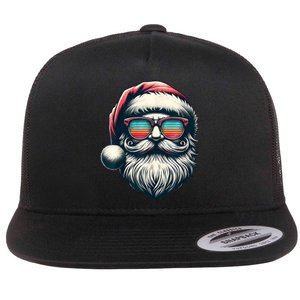 Santa Face Retro Sunglasses Christmas Xmas Women Kids Flat Bill Trucker Hat