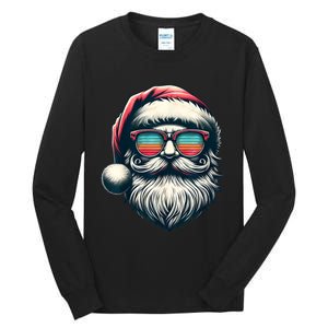 Santa Face Retro Sunglasses Christmas Xmas Women Kids Tall Long Sleeve T-Shirt