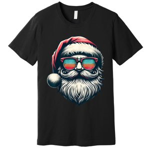 Santa Face Retro Sunglasses Christmas Xmas Women Kids Premium T-Shirt