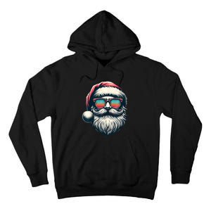 Santa Face Retro Sunglasses Christmas Xmas Women Kids Tall Hoodie