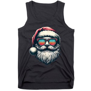 Santa Face Retro Sunglasses Christmas Xmas Women Kids Tank Top