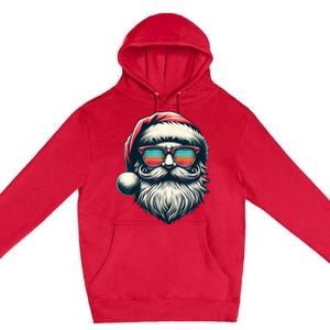 Santa Face Retro Sunglasses Christmas Xmas Women Kids Premium Pullover Hoodie