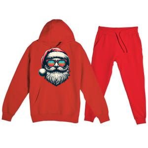 Santa Face Retro Sunglasses Christmas Xmas Women Kids Premium Hooded Sweatsuit Set