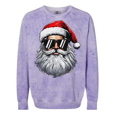 Santa Face Retro Sunglasses Christmas S For Colorblast Crewneck Sweatshirt