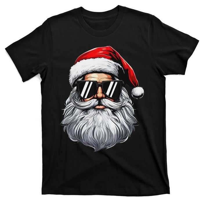 Santa Face Retro Sunglasses Christmas S For T-Shirt