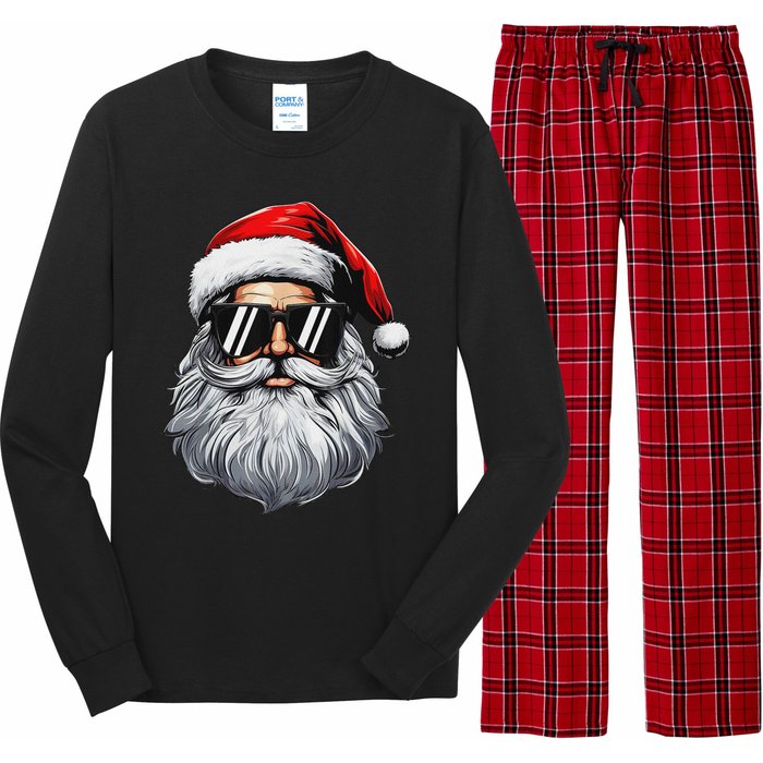 Santa Face Retro Sunglasses Christmas S For Long Sleeve Pajama Set