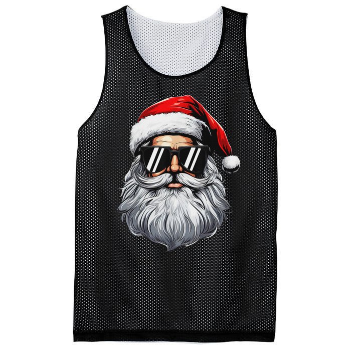 Santa Face Retro Sunglasses Christmas S For Mesh Reversible Basketball Jersey Tank