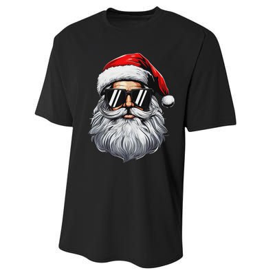 Santa Face Retro Sunglasses Christmas S For Performance Sprint T-Shirt