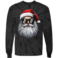 Santa Face Retro Sunglasses Christmas S For Tie-Dye Long Sleeve Shirt