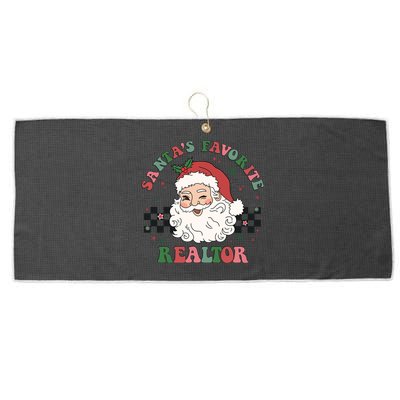 SantaS Favorite Realtor Retro Groovy Santa Face Christmas Meaningful Gift Large Microfiber Waffle Golf Towel