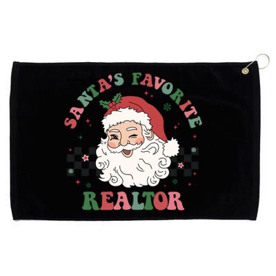 SantaS Favorite Realtor Retro Groovy Santa Face Christmas Meaningful Gift Grommeted Golf Towel