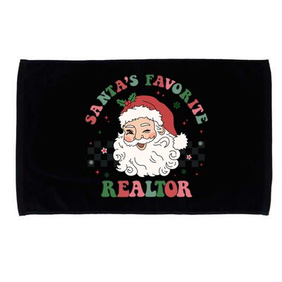 SantaS Favorite Realtor Retro Groovy Santa Face Christmas Meaningful Gift Microfiber Hand Towel