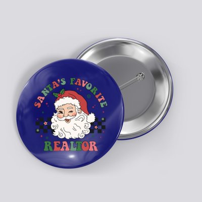 SantaS Favorite Realtor Retro Groovy Santa Face Christmas Meaningful Gift Button