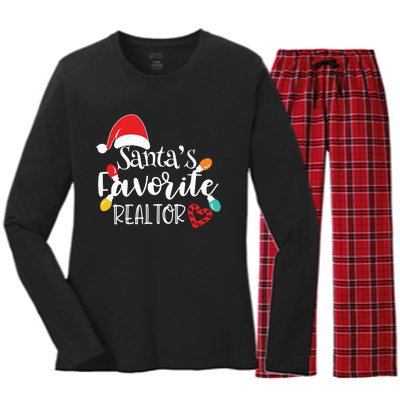 Santas Favorite Realtor Christmas Realtor Women's Long Sleeve Flannel Pajama Set 