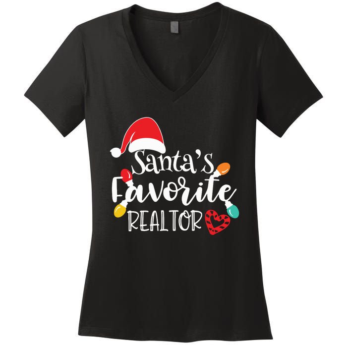 Santas Favorite Realtor Christmas Realtor Women's V-Neck T-Shirt