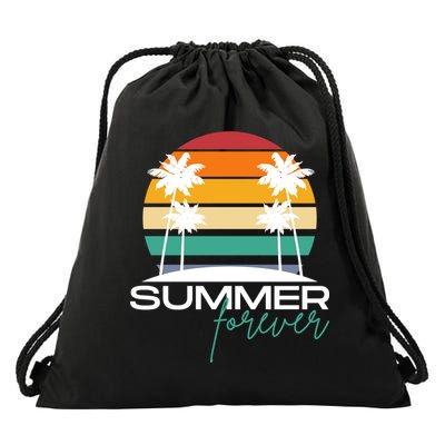 Summer Forever Retro Sunset Tropical Drawstring Bag