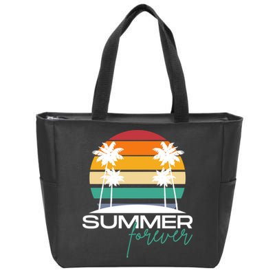 Summer Forever Retro Sunset Tropical Zip Tote Bag