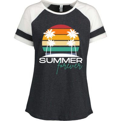 Summer Forever Retro Sunset Tropical Enza Ladies Jersey Colorblock Tee