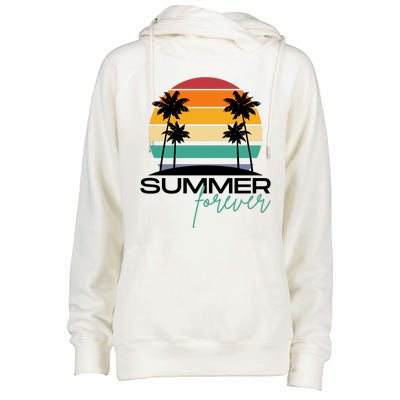 Summer Forever Retro Sunset Tropical Womens Funnel Neck Pullover Hood