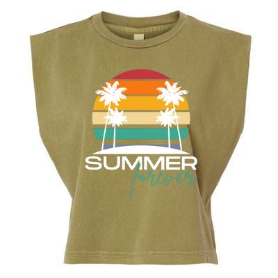 Summer Forever Retro Sunset Tropical Garment-Dyed Women's Muscle Tee