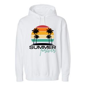 Summer Forever Retro Sunset Tropical Garment-Dyed Fleece Hoodie