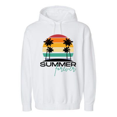 Summer Forever Retro Sunset Tropical Garment-Dyed Fleece Hoodie