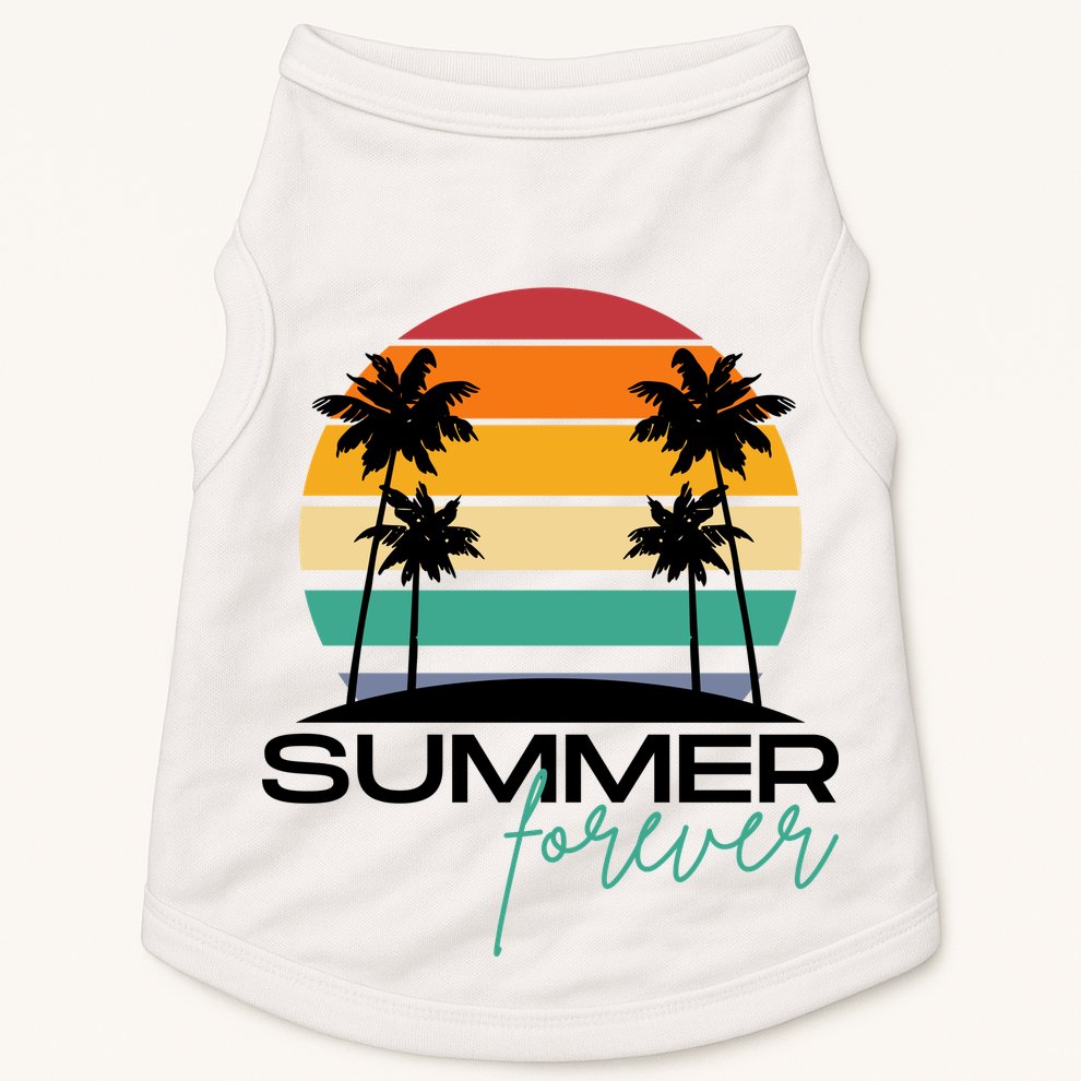 Summer Forever Retro Sunset Tropical Doggie Tank