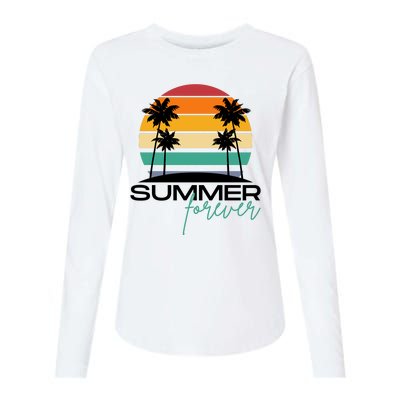 Summer Forever Retro Sunset Tropical Womens Cotton Relaxed Long Sleeve T-Shirt