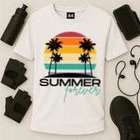 Summer Forever Retro Sunset Tropical Cooling Performance Crew T-Shirt