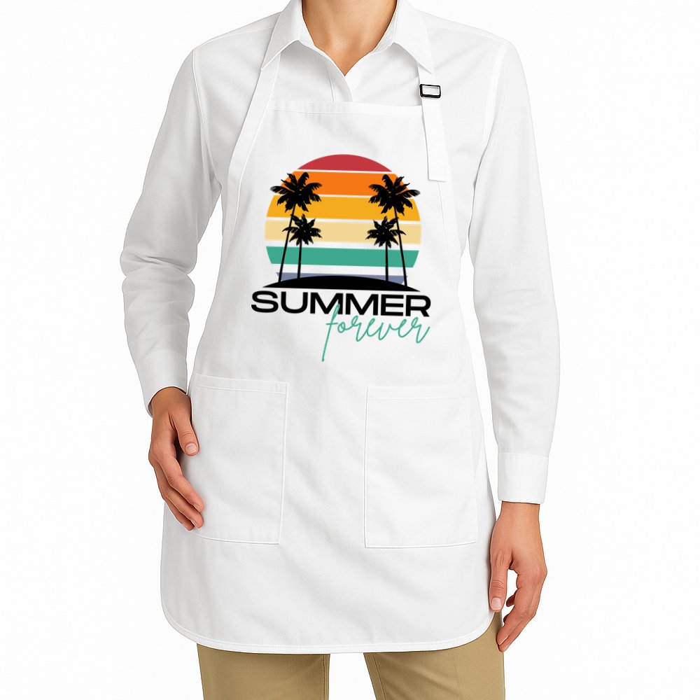 Summer Forever Retro Sunset Tropical Apron