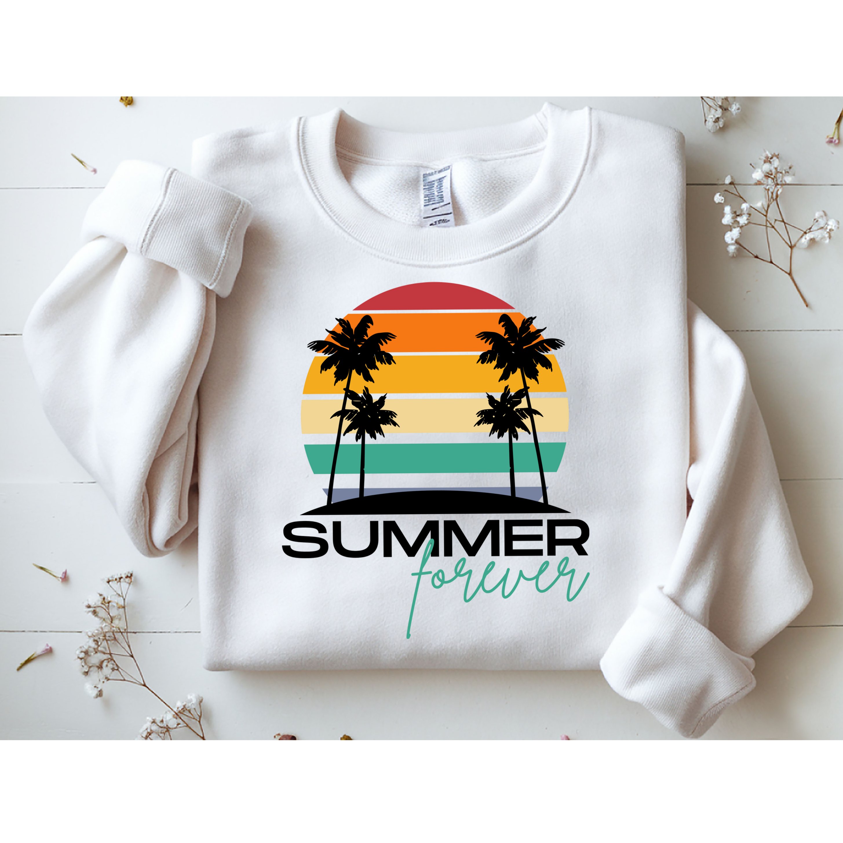 Summer Forever Retro Sunset Tropical Sweatshirt