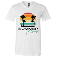 Summer Forever Retro Sunset Tropical V-Neck T-Shirt