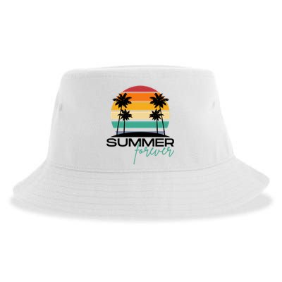 Summer Forever Retro Sunset Tropical Sustainable Bucket Hat