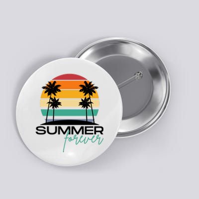 Summer Forever Retro Sunset Tropical Button