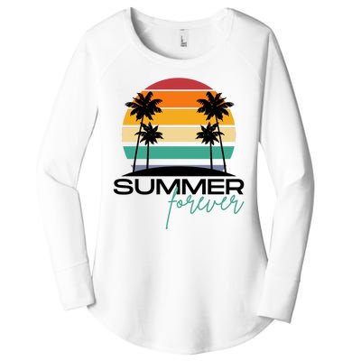 Summer Forever Retro Sunset Tropical Women's Perfect Tri Tunic Long Sleeve Shirt