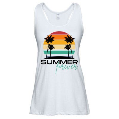 Summer Forever Retro Sunset Tropical Ladies Essential Flowy Tank