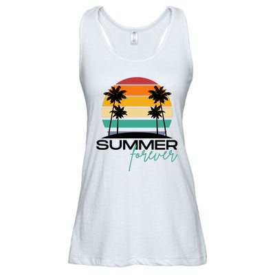 Summer Forever Retro Sunset Tropical Ladies Essential Flowy Tank