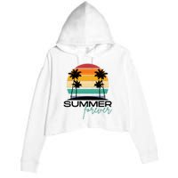 Summer Forever Retro Sunset Tropical Crop Fleece Hoodie