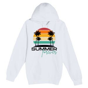 Summer Forever Retro Sunset Tropical Premium Pullover Hoodie