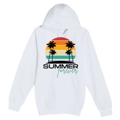 Summer Forever Retro Sunset Tropical Premium Pullover Hoodie