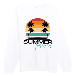 Summer Forever Retro Sunset Tropical Premium Crewneck Sweatshirt