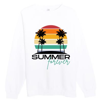 Summer Forever Retro Sunset Tropical Premium Crewneck Sweatshirt