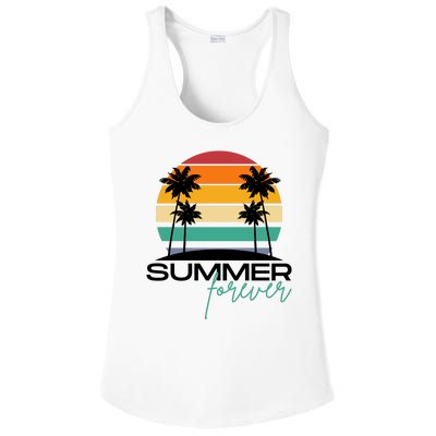 Summer Forever Retro Sunset Tropical Ladies PosiCharge Competitor Racerback Tank