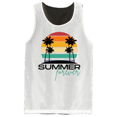 Summer Forever Retro Sunset Tropical Mesh Reversible Basketball Jersey Tank