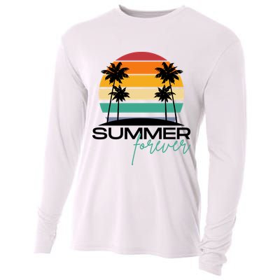 Summer Forever Retro Sunset Tropical Cooling Performance Long Sleeve Crew